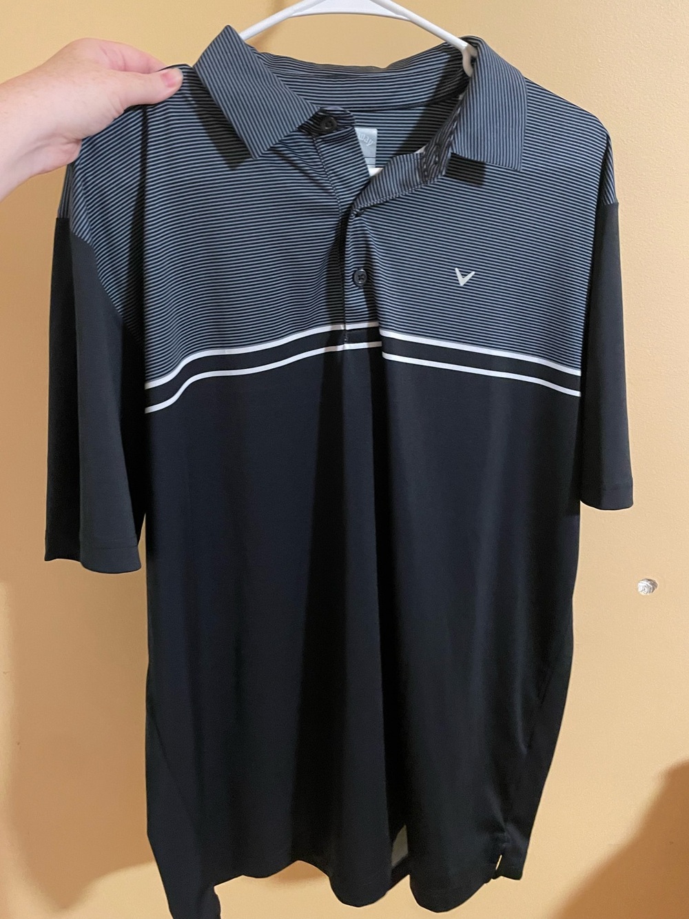 Callaway Black and Gray Stripe Men's Golf Polo
